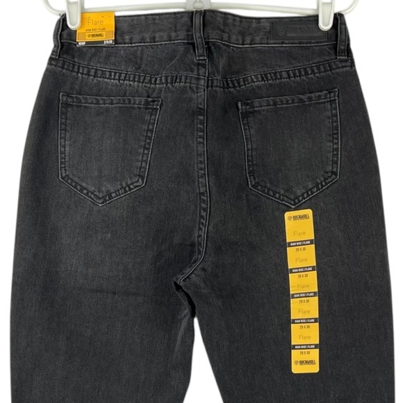 Rock & Roll Women's Distressed High Rise‎ Flare Black Denim Jeans Size 29x30 NWT - Picture 4 of 12